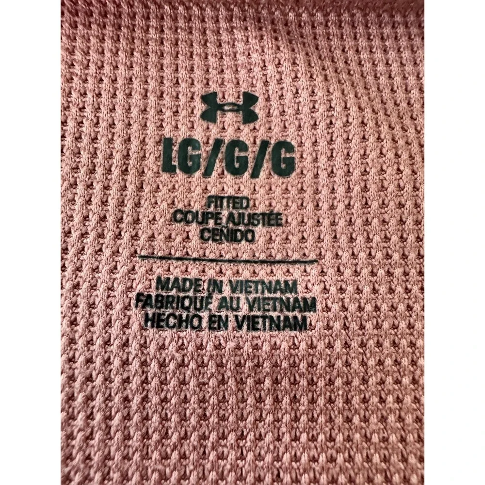 Under Armour Project Rock Shirt Mens Large Pink Long Sleeve Waffle Thermal Top